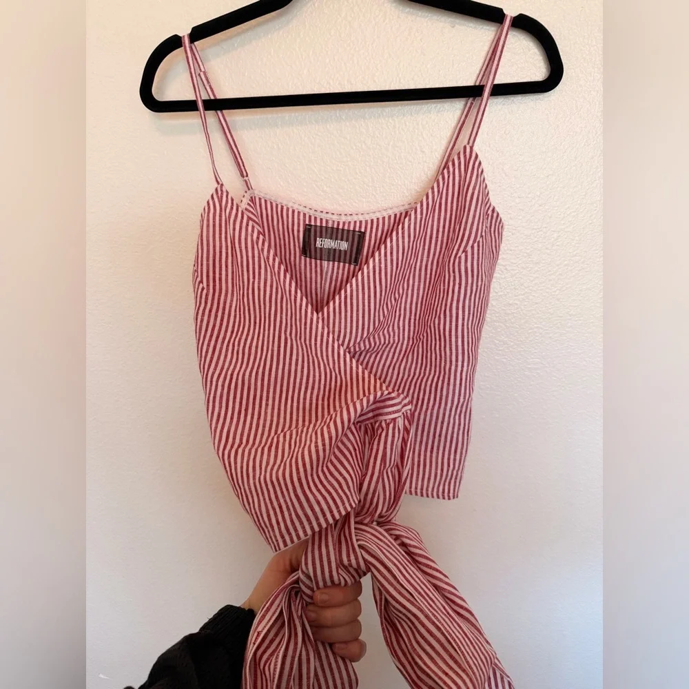 NWOT Reformation Linen Wrap Top Small - Picture 2 of 6